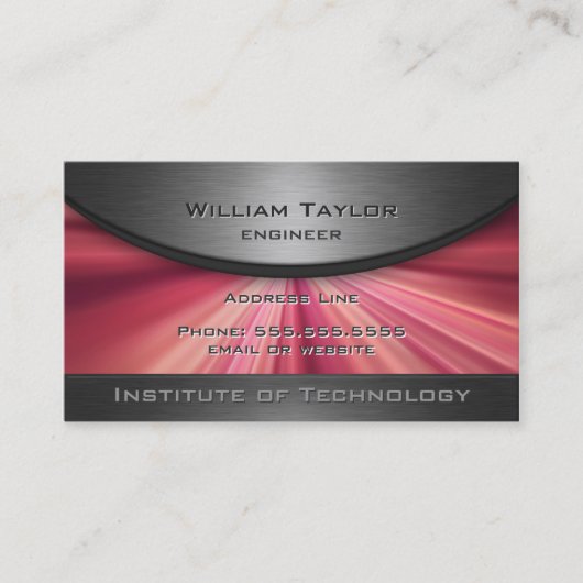 QRコードのマゼンタの金属優雅 名刺 (正面)