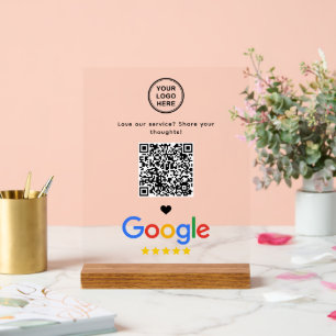 QRコードのミニマリストを使用したGoogleレビュモダンー アクリルサイン