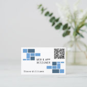 QRコードのモダンで幾何学的なテンプレート 名刺 (スタンド正面)