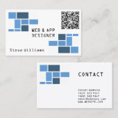 QRコードのモダンで幾何学的なテンプレート 名刺 (正面/裏面)