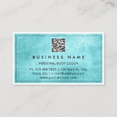 QRコードのロゴ体彫刻緑水 名刺 (裏面)