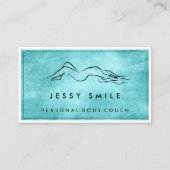 QRコードのロゴ体彫刻緑水 名刺 (正面)