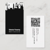 QRコードの上部の都心の真夜中の空 名刺 (正面/裏面)