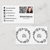 QRコードの写真とソーシャルメディアアイコン 名刺 (正面/裏面)