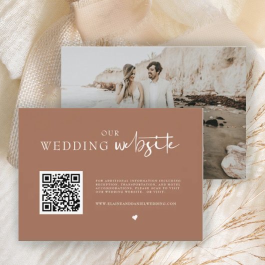QRコードの写真 農村風の結婚式の詳細の同封物 エンクロージャーカード