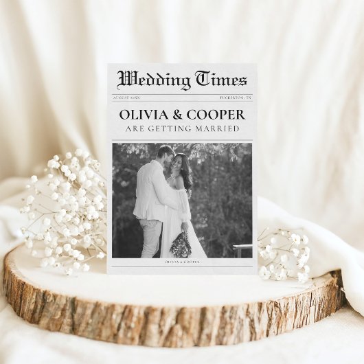 QRコードの出欠詳細を新聞で結婚式 招待状