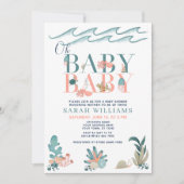 QRコードの双子　海の下でおベビーお祝いシャワー 招待状 (正面)