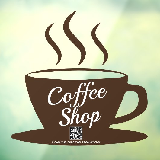 QRコードの喫茶店の看板デカール、カフェ窓がしがみつく ウィンドウサイン (シート3)