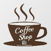QRコードの喫茶店の看板デカール、カフェ窓がしがみつく ウィンドウサイン (シート)