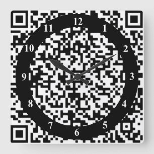 QRコードの壁時計 – アートバッククロックとホワイト スクエア壁時計