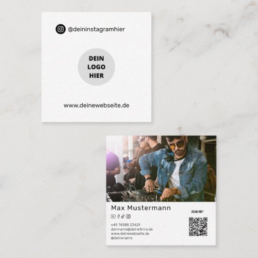 QRコードの変動 –  スクエア名刺 (正面/裏面)