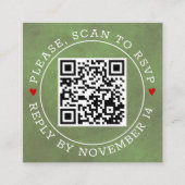 QRコードの招待状 緑色の汚れ ハート 結婚式 封筒付き エンクロージャーカード (正面)