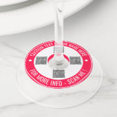 QRコードの文字カスタムとカラーワイングラスラベル ワイングラスタグ (クローズアップ)