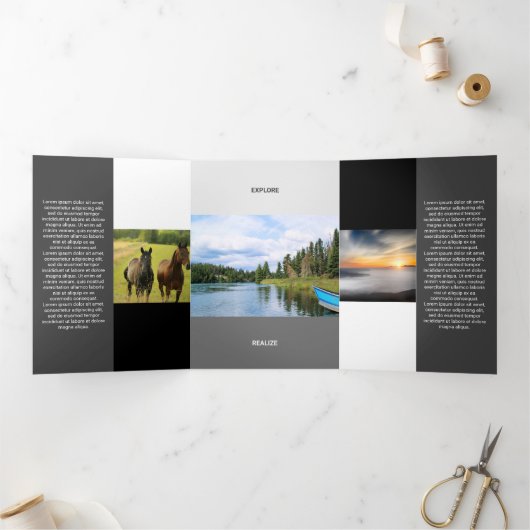 Qrコードの新しいグレーの黒いトーンの二乗 三つ折りカード (内部)