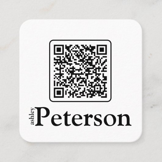 QRコードの白黒のカスタムロゴ スクエア名刺 (正面)