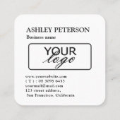 QRコードの白黒のカスタムロゴ スクエア名刺 (裏面)