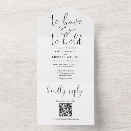 QRコードの白黒を保持する必要があ結婚る オールインワン招待状 (内側)