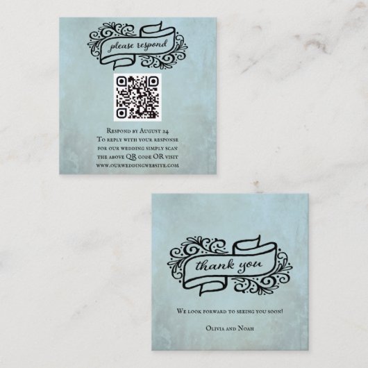 QRコードの結婚イベントRSVPエンクロージャカード エンクロージャーカード (正面/裏面)