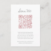 QRコードの結婚ウェブサイトのモノグラムピンクスキャン応答 エンクロージャーカード (裏面)