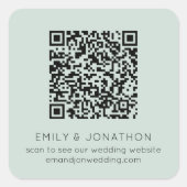 QRコードの結婚ウェブサイト名ミント スクエアシール (正面)