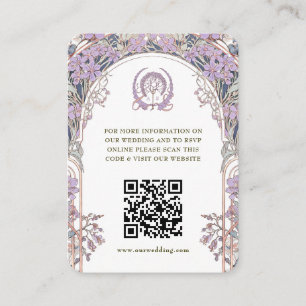 QRコードの結婚ウェブサイト情報アールヌーボー エンクロージャーカード
