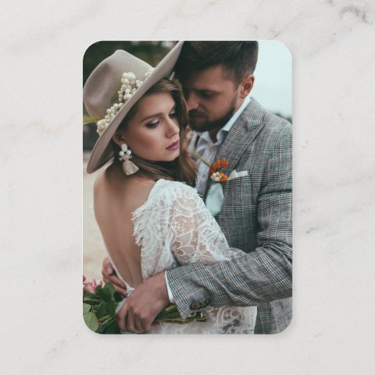 QRコードの結婚ウェブサイトRSVPミニマリスト写真 エンクロージャーカード (裏面)