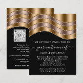 QRコードの結婚ブライダルシャワーバラ金ゴールドブラック (正面/裏面)