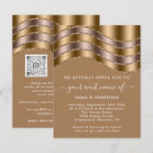 QRコードの結婚ブライダルシャワーバラ金ゴールドベージュ (正面/裏面)