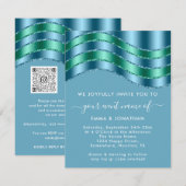 QRコードの結婚ブライダルシャワーブルーグリーンティール（緑がかった色） (正面/裏面)