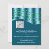 QRコードの結婚ブライダルシャワーブルーティール（緑がかった色）グリッター (裏面)