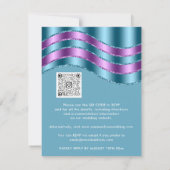 QRコードの結婚ブライダルシャワー紫ティール(緑がかった色)青 (裏面)