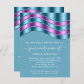 QRコードの結婚ブライダルシャワー紫ティール(緑がかった色)青 (正面/裏面)