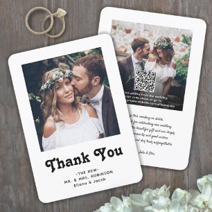 QRコードの結婚写真Webサイトのシンプルレトロ サンキューカード