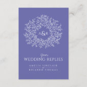 QRコードの結婚Webサイトのモノグラムブルースキャン応答 エンクロージャーカード (正面)