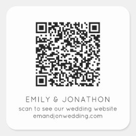 QRコードの結婚Webサイト名白黒 スクエアシール