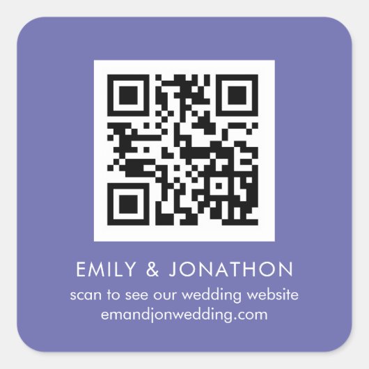 QRコードの結婚Webサイト名薄紫 スクエアシール (正面)