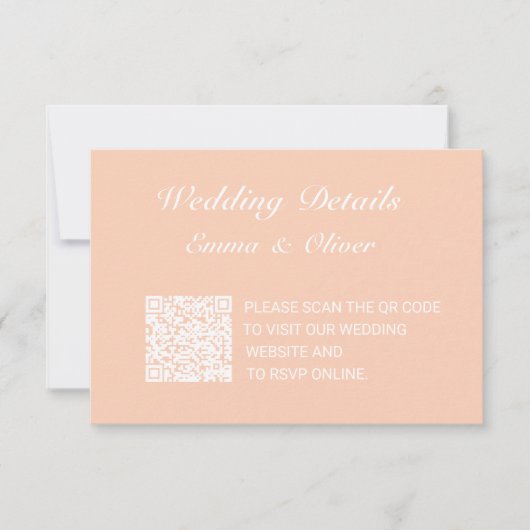 QRコードの結婚Webサイト詳細エンクロージャカード 出欠カード (正面)