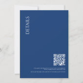 QRコードの美しい青結婚色 招待状 (裏面)