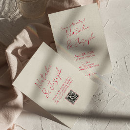 QRコードの遊び心のある手書きの楽しいレトロな結婚式   招待状