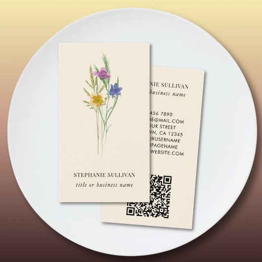 QRコードの野の花プロフェッショナル名刺 名刺