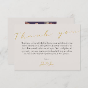 QRコードの金ゴールドスエレガントクリプト付き写真 サンキューカード