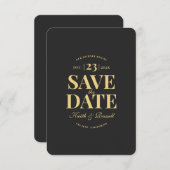 QRコードのWebサイト結婚ダークグレーの日付を保存 招待状 (正面/裏面)