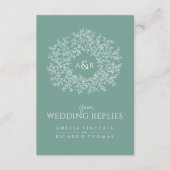 QRコードのWebサイ結婚トモノグラムグリーンをスキャン エンクロージャーカード (正面)