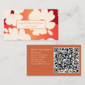 QRコードはっきりしたフローラ名刺の赤オレンジ 名刺 (正面/裏面)