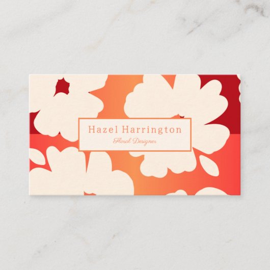 QRコードはっきりしたフローラ名刺の赤オレンジ 名刺 (正面)