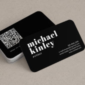 QRコードはっきりしたミニマモダンリストプロフェッショナルブラック 名刺