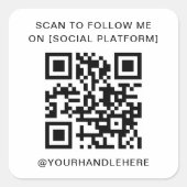 QRコードはソーシャルメディ後を追アプラットフォーム上で私にスキャン スクエアシール (正面)