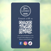 QRコードは米国ソーシャルメディアと接続ネイビーブルー ウィンドウサイン (シート3)