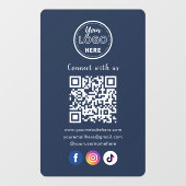 QRコードは米国ソーシャルメディアと接続ネイビーブルー ウィンドウサイン (シート)