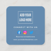 QRコードほこりっぽい青後を追いスキャンでWebサイトに接続 スクエア名刺 (正面)